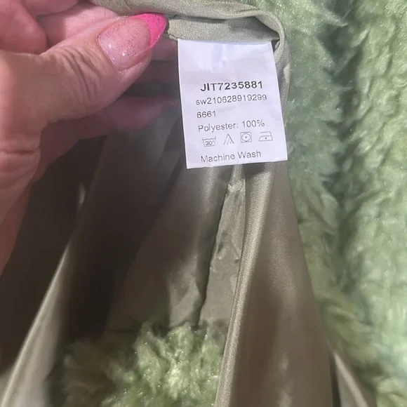 Vibrant Green Faux Fur Coat - Picture 2 of 2